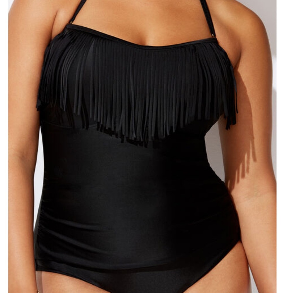 Swimsuits For All Fringe Bandeau One Piece Swimsuit-Size 12 NWT - Picture 4 of 9